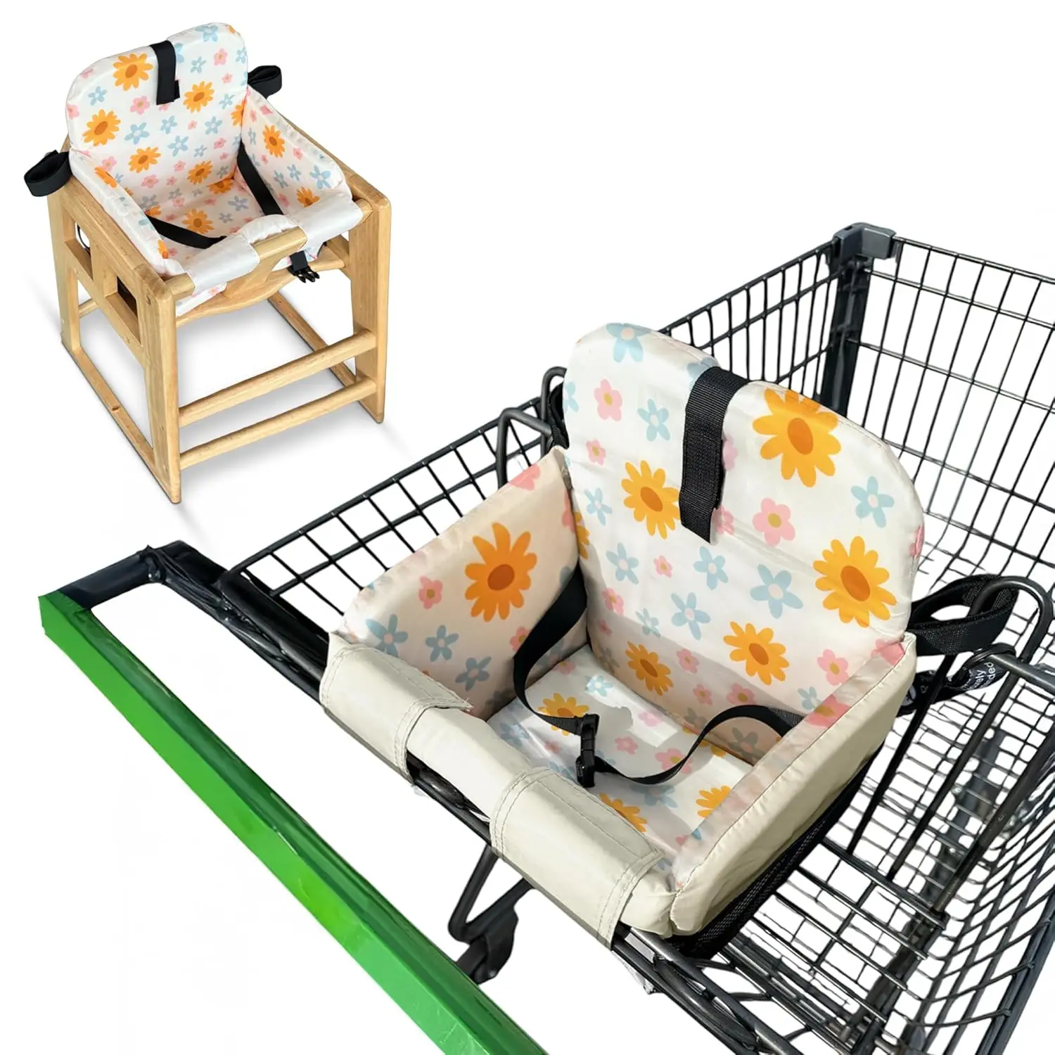 

Baby Shopping Cart Seat Cover, Padded High Chair Protector, Machine Washable Grocery Cart Liner, Floral