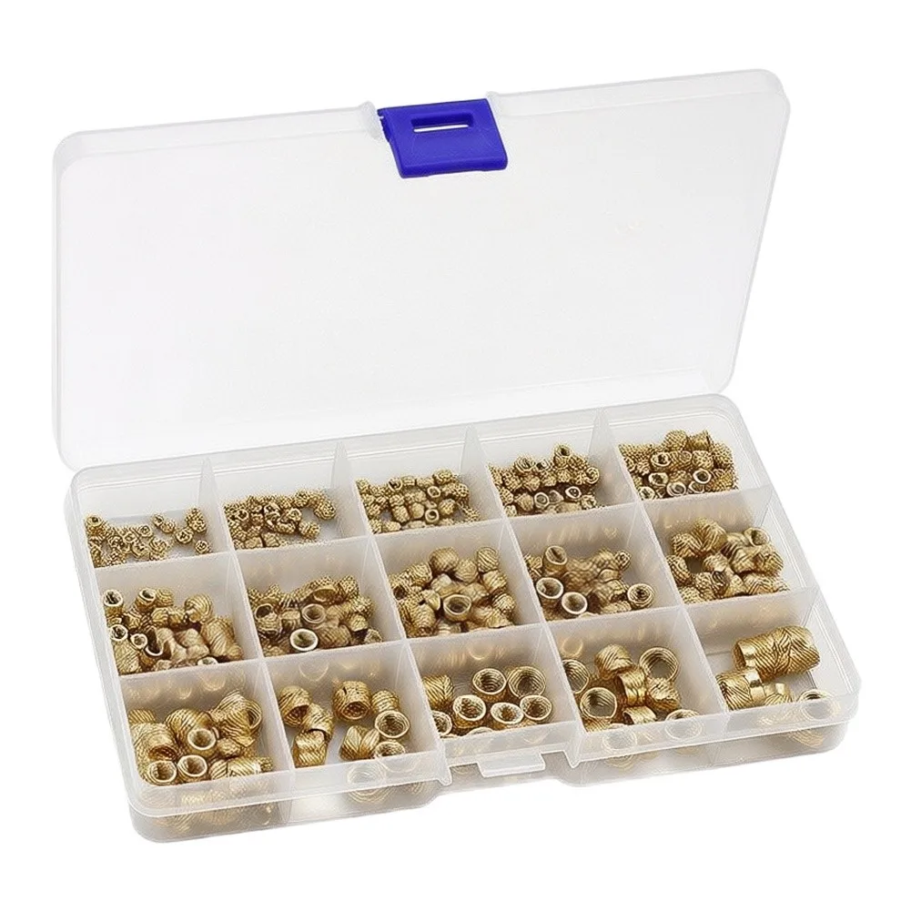 450Pcs Brass Knurled Heat Set Inserts 2mm-8mm Brass Threaded Insert Nut Kit Hot Heat Injection Molding Embedment Copper Nut