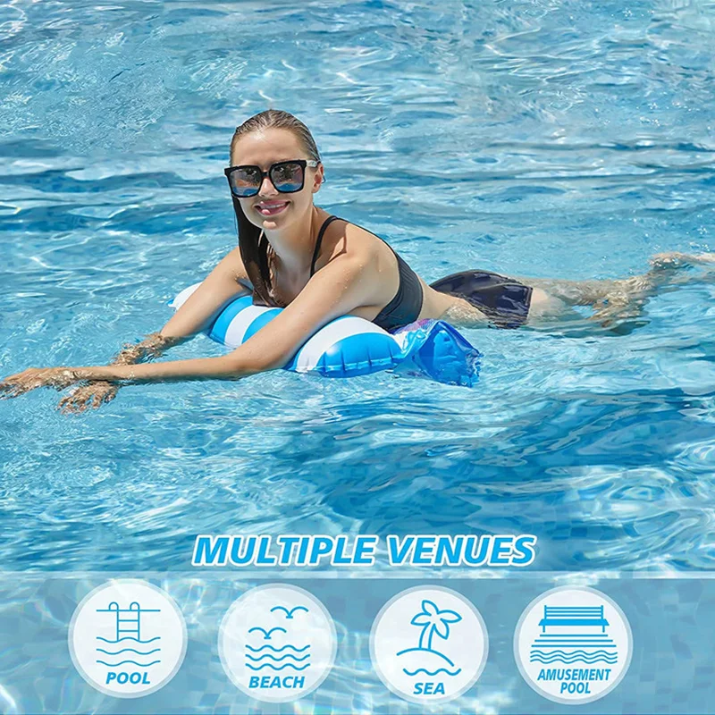 Nouveau été filet d'eau tissu chaise longue pliable dossier gonflable rayé flottant Drainage hamac flottant Drainage support