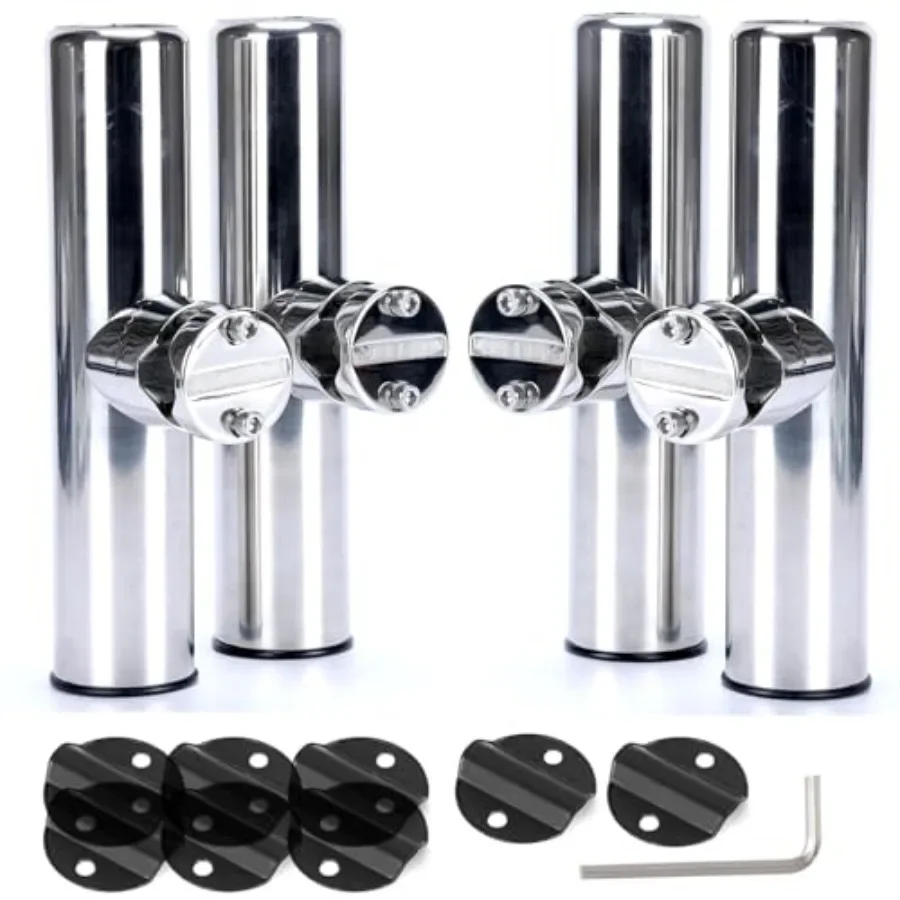 

4pcs Rod Holders for Boat: Stainless Steel, Silver, Clamp-on Design Fits Rails 7/8 to 1, Corrosion-Resistant Adjustable