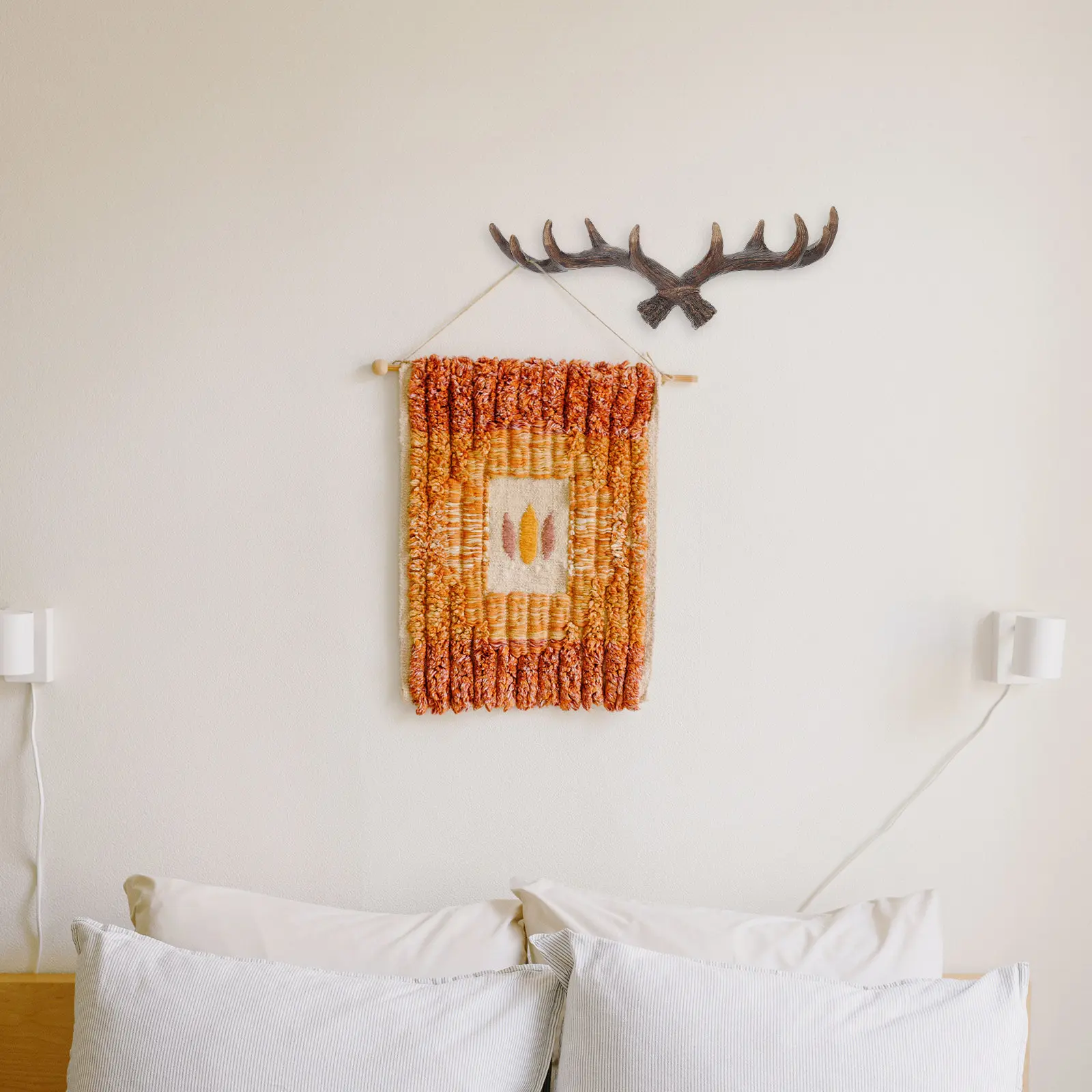 Gancho de Pared Grande de Resina Marrón Oscuro con Diseño Exquisito de Asta de Ciervo para Abrigos, Sombreros, Llaves, Toallas, Batas, Correas, Decoración Moderna para el Hogar