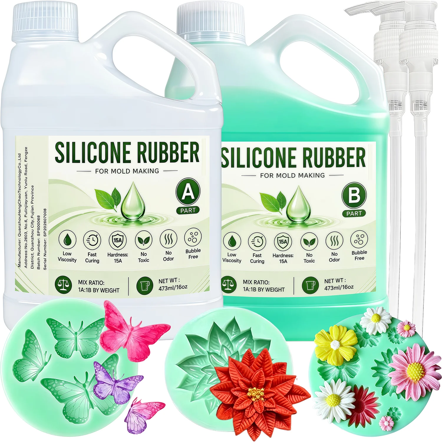32oz/6.76oz Super Elastic Liquid Silicone for Mold Making - 1:1 Mix Ratio, Ideal for Resin, Casting, Candles & DIY Crafts