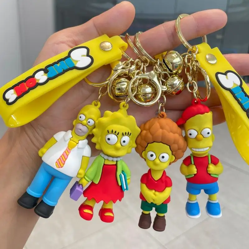 The Simpsons Keychains Cartoon Anime Figure Pendant Kawaii Holder Car Bag Key Chain Key Ring Phone Hanging Jewelry Birthday Gift