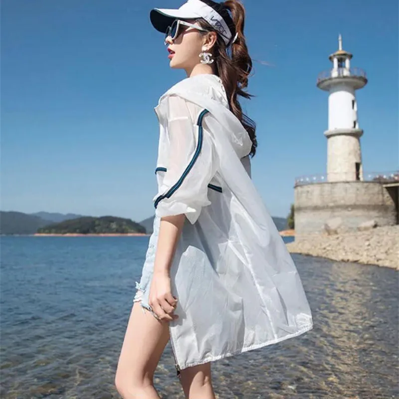 

Hooded Sun Protection Clothing New 2024 Women's Thin Summer Jacket Tops Coat Anti UV Ventilate Qutdoor Casual Female Outerwear