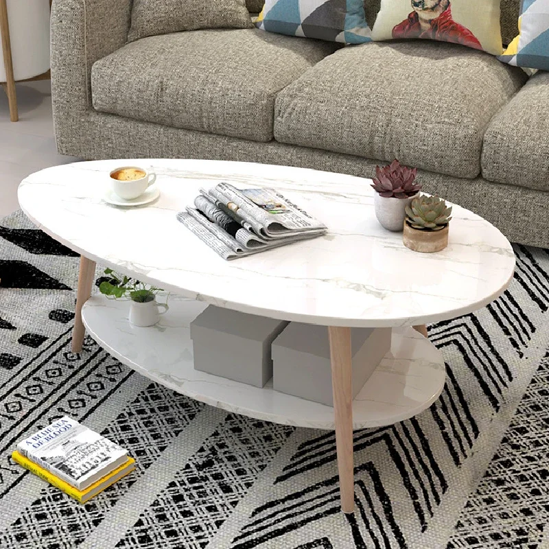 

Scandinavian Minimalist Modern Wooden Coffee Table Double layers MDF Wood tea table for Home