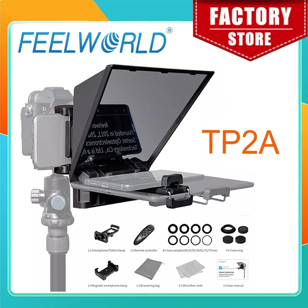 FEELWORLD Mini Teleprompter TP2A 8 inch Portable Supports Under 8