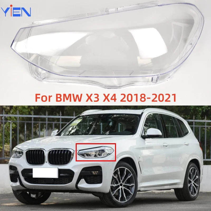 

For BMW X3 X4 2018 2019 2020 2021 Headlights Cover Front Headlamps Transparent Lampshades Lamp Shell Masks Plexiglass