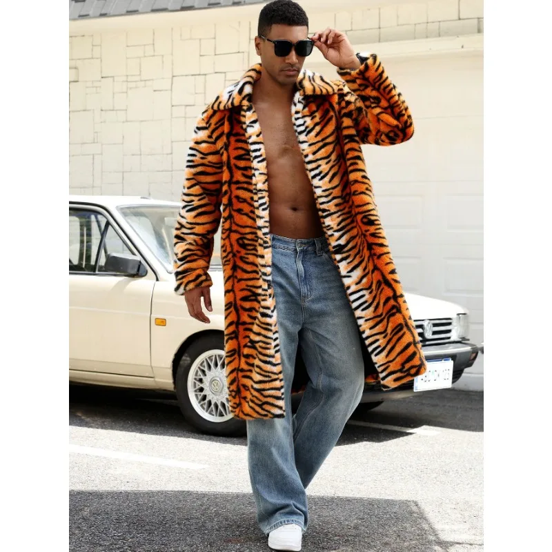 Thick Warm Coat Men's Autumn and Winter Thickened Warm Imitation Fur Coat Imitation Fox Fur Windbreaker Long Plush Coat