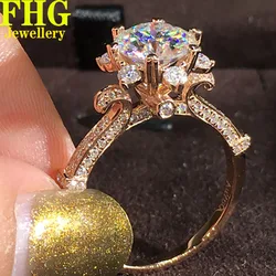 1 2 3 4 5 Carat 18K Gold Moissanite Diamond Ring Luxury Flower ring Classic Wedding Party Engagement Anniversary Ring