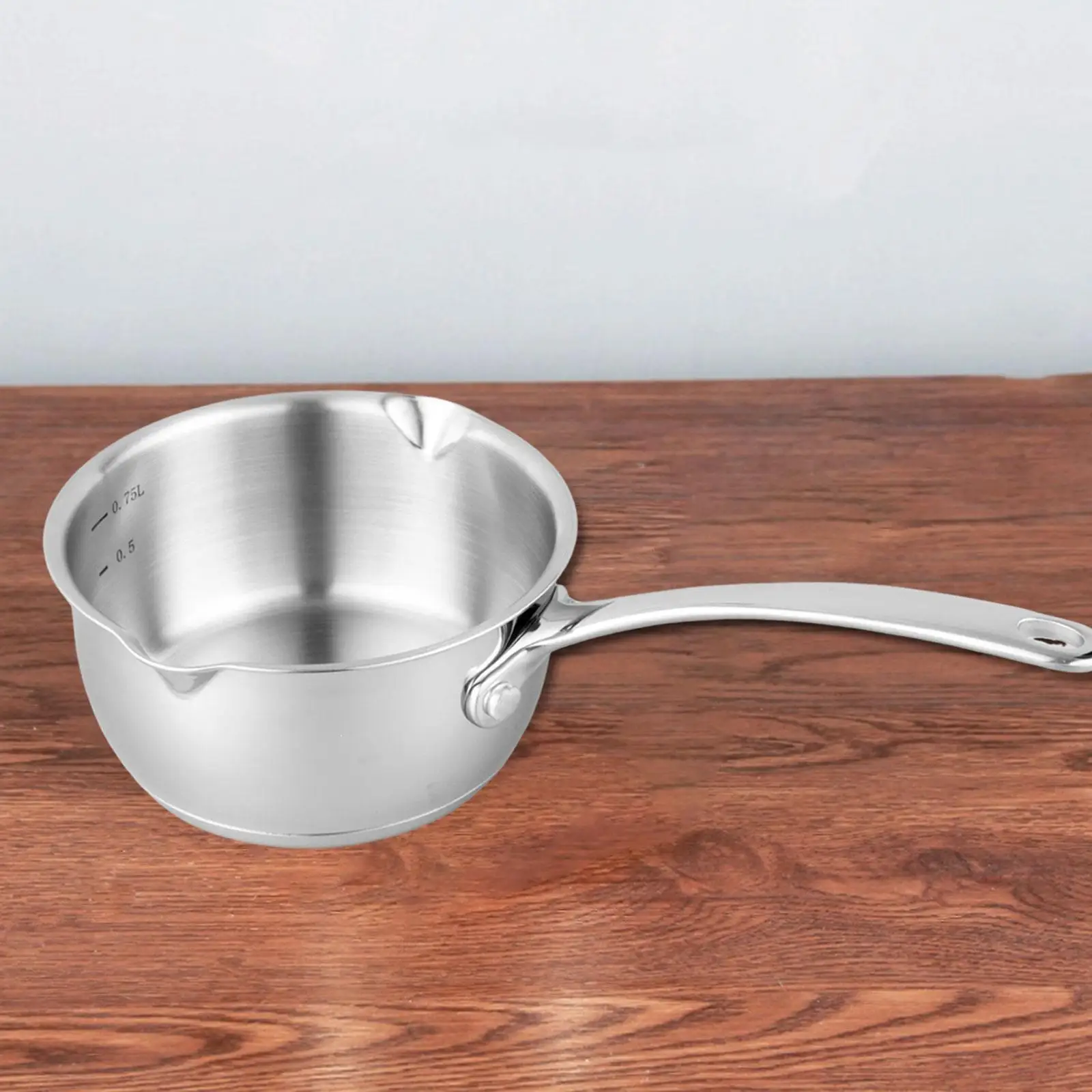 

0.75L Stainless Milk Warmer Pot Professional Sturdy with Double Pour Spouts