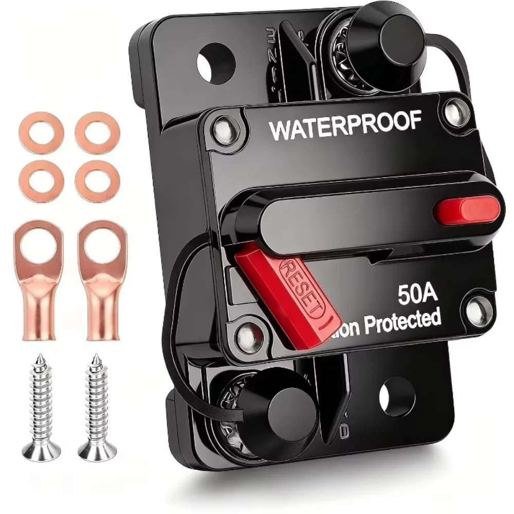 12V-48V Waterproof Circuit Breaker Fuse Reset 150A 200A 250A 300A 30A-120A Amp Rating for Boat and Car Use 1 PCS