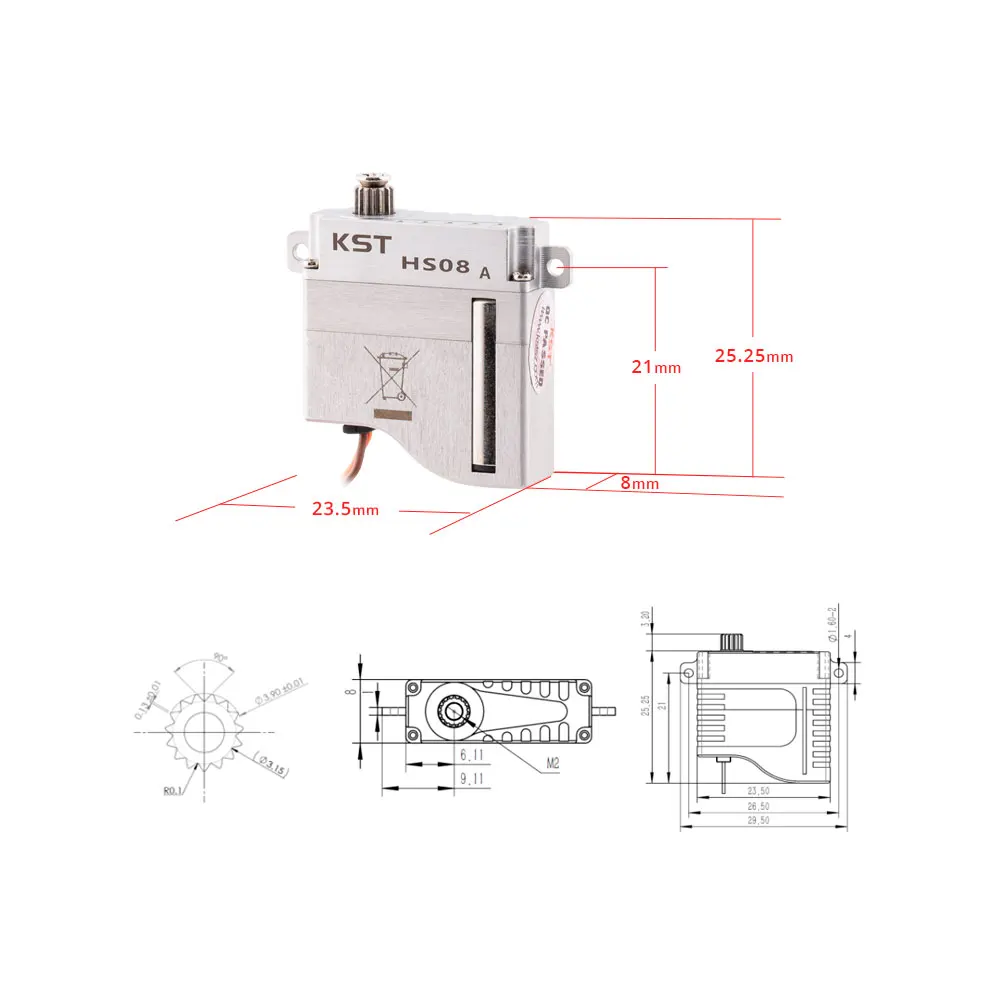 KST HS08A 6.0Kgf.cm 0.09sec HV Digital Metal Gear Micro Servo
