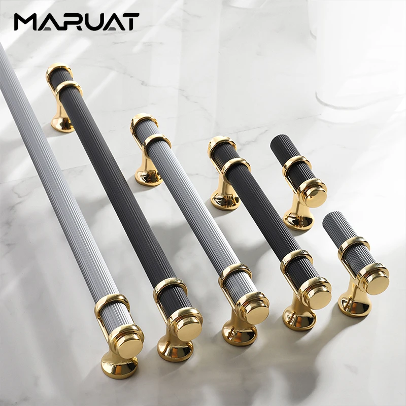 Gold Furniture Handles Gray Black Drawer Knobs Lengthen Dressing Table Wardrobe Door Pulls Modern Aluminum Alloy Cabinet Handles