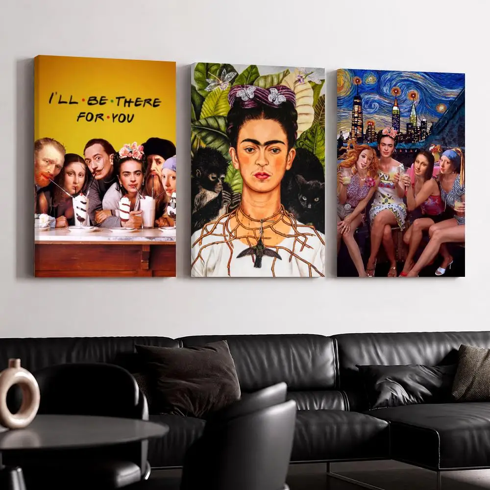 Artists F-Frida Art K-Kahlo Design Framed Wall Painting Ready to Hang Canvas Wall Art Poster for Bedroom Living Room Home Decor