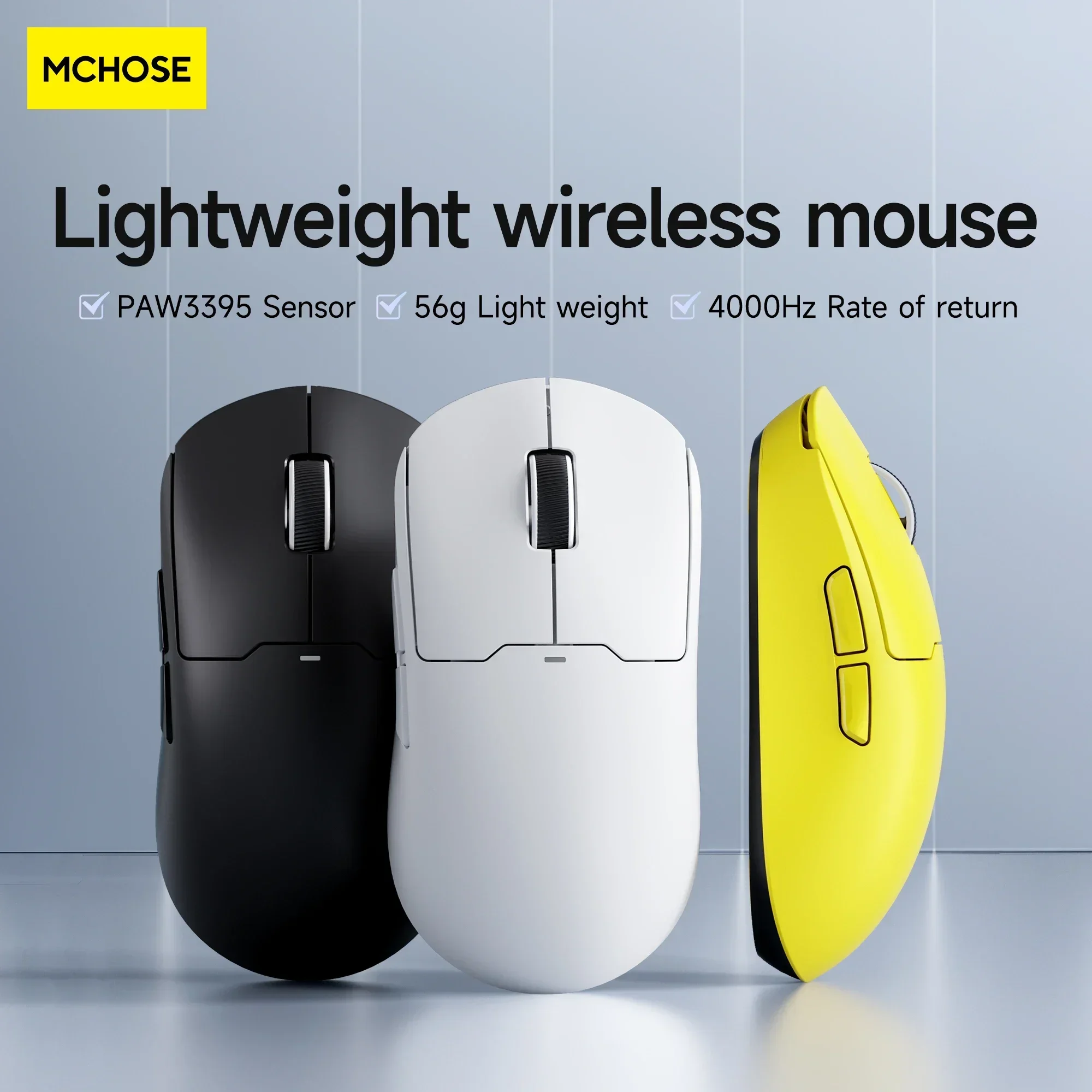 MCHOSE A5 Bluetooth Беспроводная мышь 26000 точек на дюйм PAW3395 Игровая мышь с оптическим датчиком 4 кГц Легкие аксессуары для ПК и геймеров