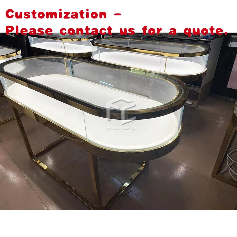 

custom.Luxury Commercial Jewelry Display Showcase Set Table Glass Counter Showcase Display Cabinet