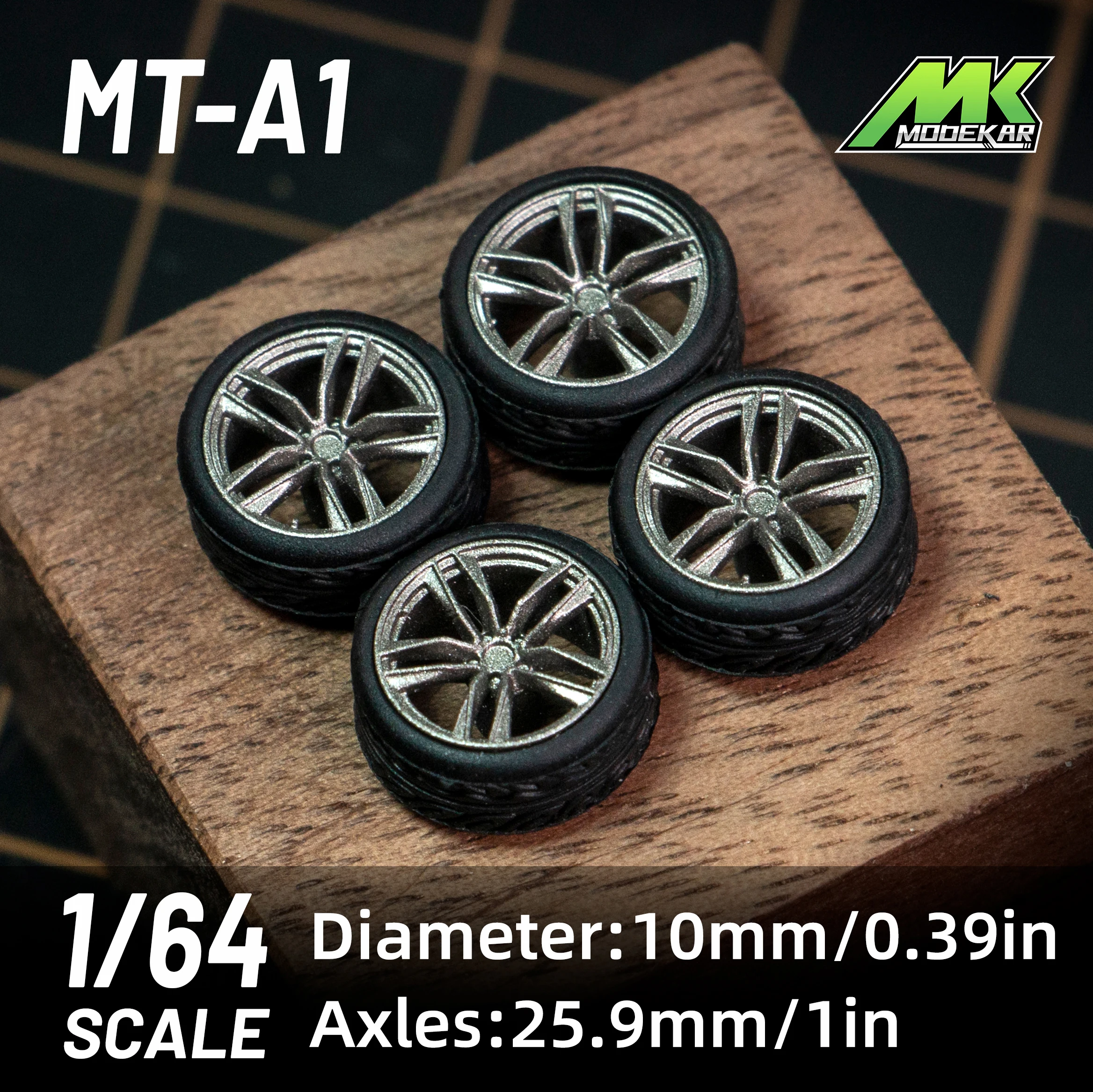 1/64 Microkiom 10mm Wheels with Rubber Tires Model Car Conversion Parts JDM VIP Hotwheels Tomica MiniGT Special Model A