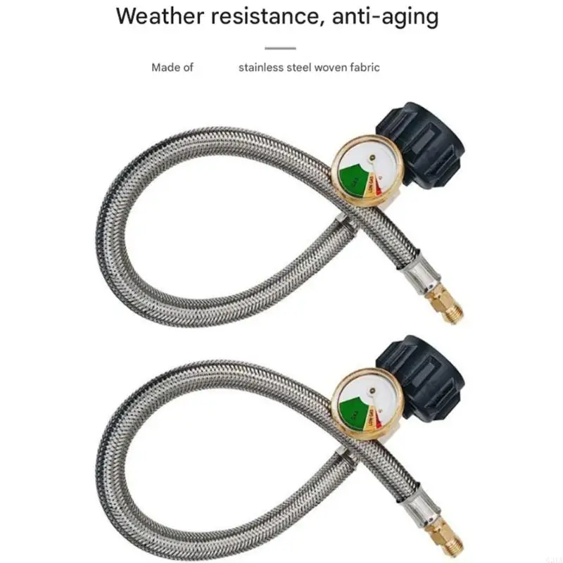Pack of 2 C3H8 Hoses 15 Foot Untarnished Plaited with Pressure Measure for Gas Structure