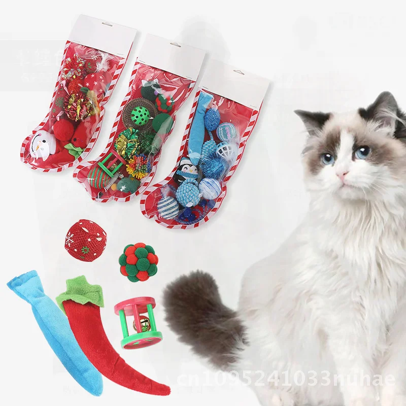 

Christmas Themed Cat Toy Set PE Socks Interactive Pet Supplies Soft Plush Material Various Colors Wholesale Pricing