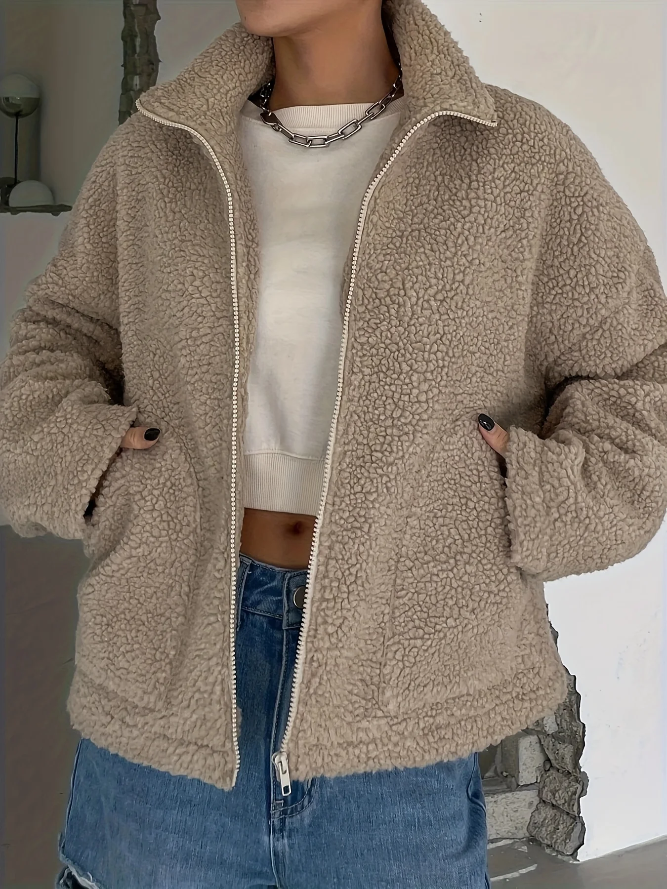 Autumn Winter Fashion Women\'s Coat New Casual Hooded Zipper Lady Clothes Cashmere Female Fleece Jacket Solid Color Ladies Coats