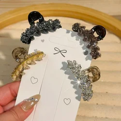 1pc New Mini High eight Wheat Fringe Clip Rhinestone Grab Clip Light Luxury Temperament Shark Clip Back of Head Hair Clip Female