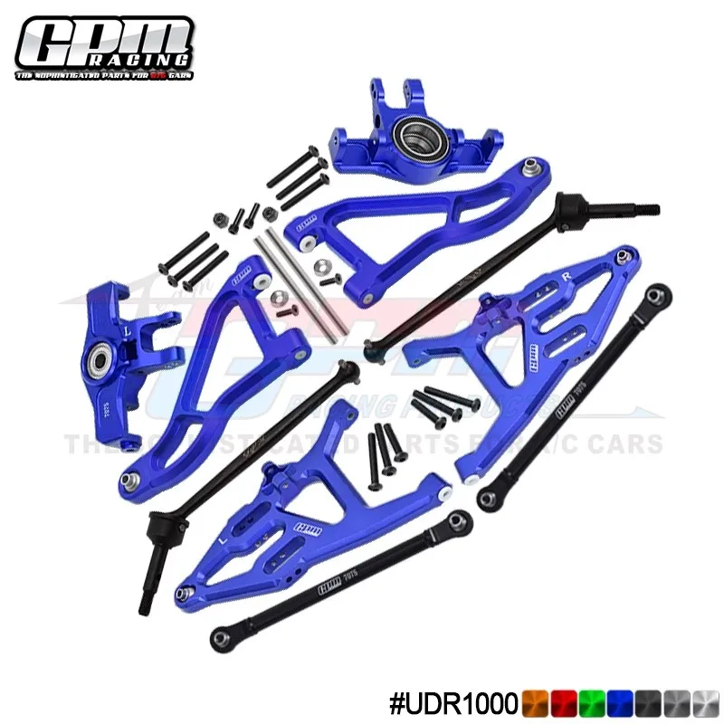 GPM Alloy Front Arms+7075 Alu Front Knuckle Arms+Harden Steel CVD+ 7075 Alu Steering Link Rod TRAXXAS 1/7 UDR