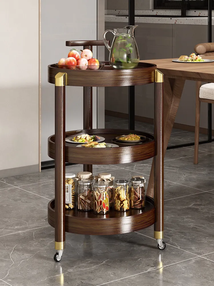 

CZ coffee living room household small removable side table with wheelbarrow tea table mahjong table tea rack