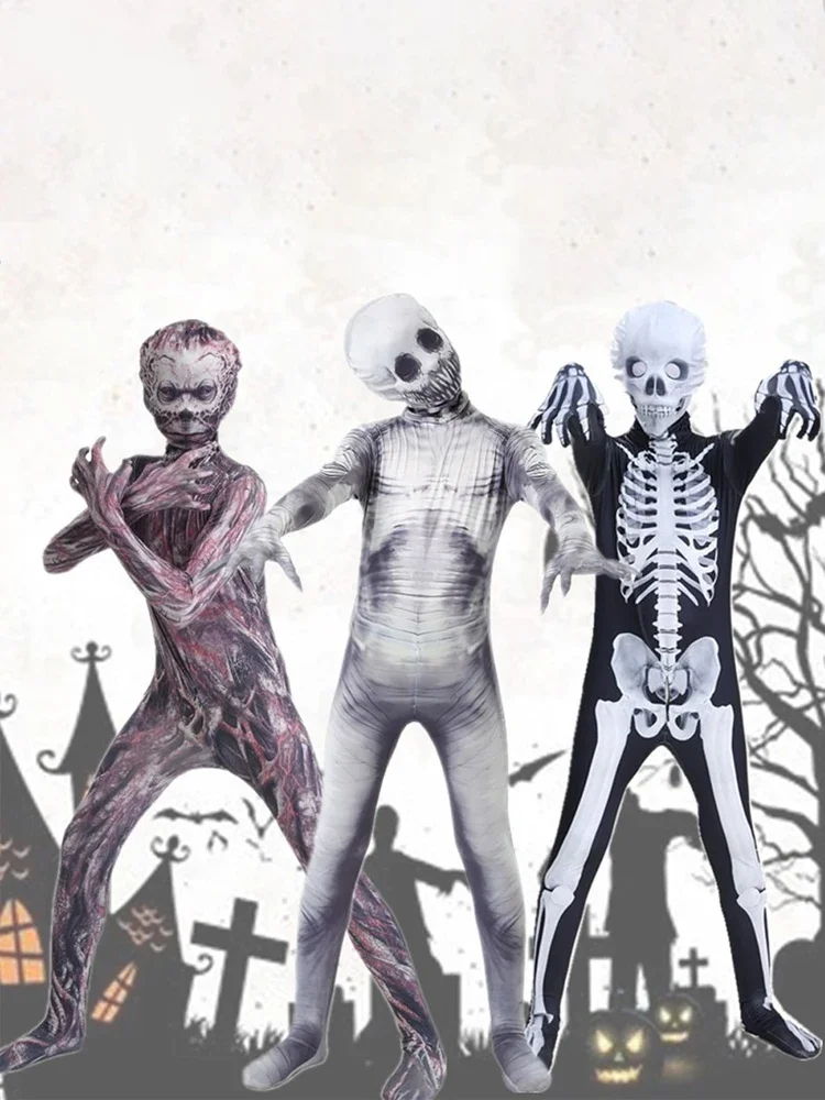 Combinaison squelette d'halloween, Costume de Cosplay, crâne Zobie, vêtements, tenues de spectacle sur scène pour fête de carnaval, fourniture pour hommes et femmes