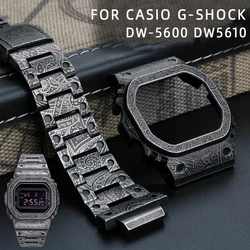 Metal Watch Band + Steel Case Shell For Casio G-Shock DW5600 DW-5610 Bezel Frame GW-M5610 GWM5600 DW5600E Watch