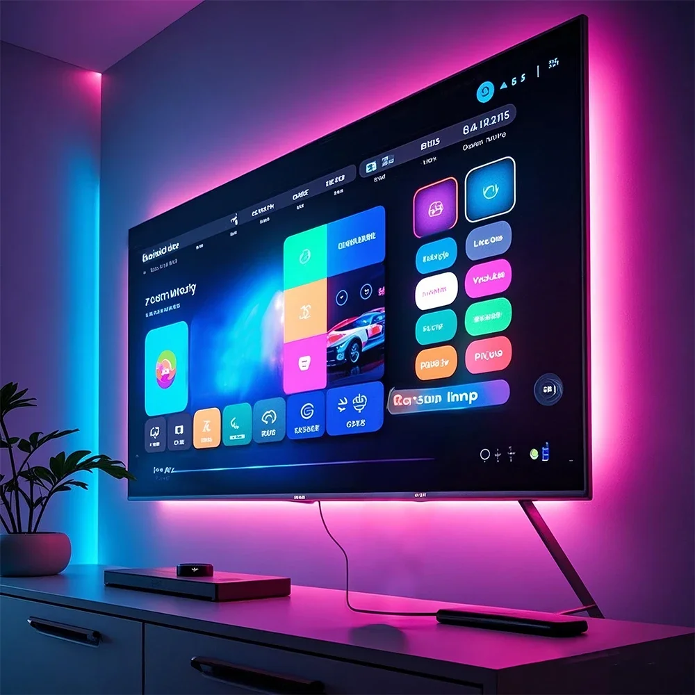 

5 м светодиодная подсветка телевизора, Bluetooth приложение, управление музыкой, синхронизация, RGB цветная подсветка Changi для телевизора, 32-60 дюймов, украшение