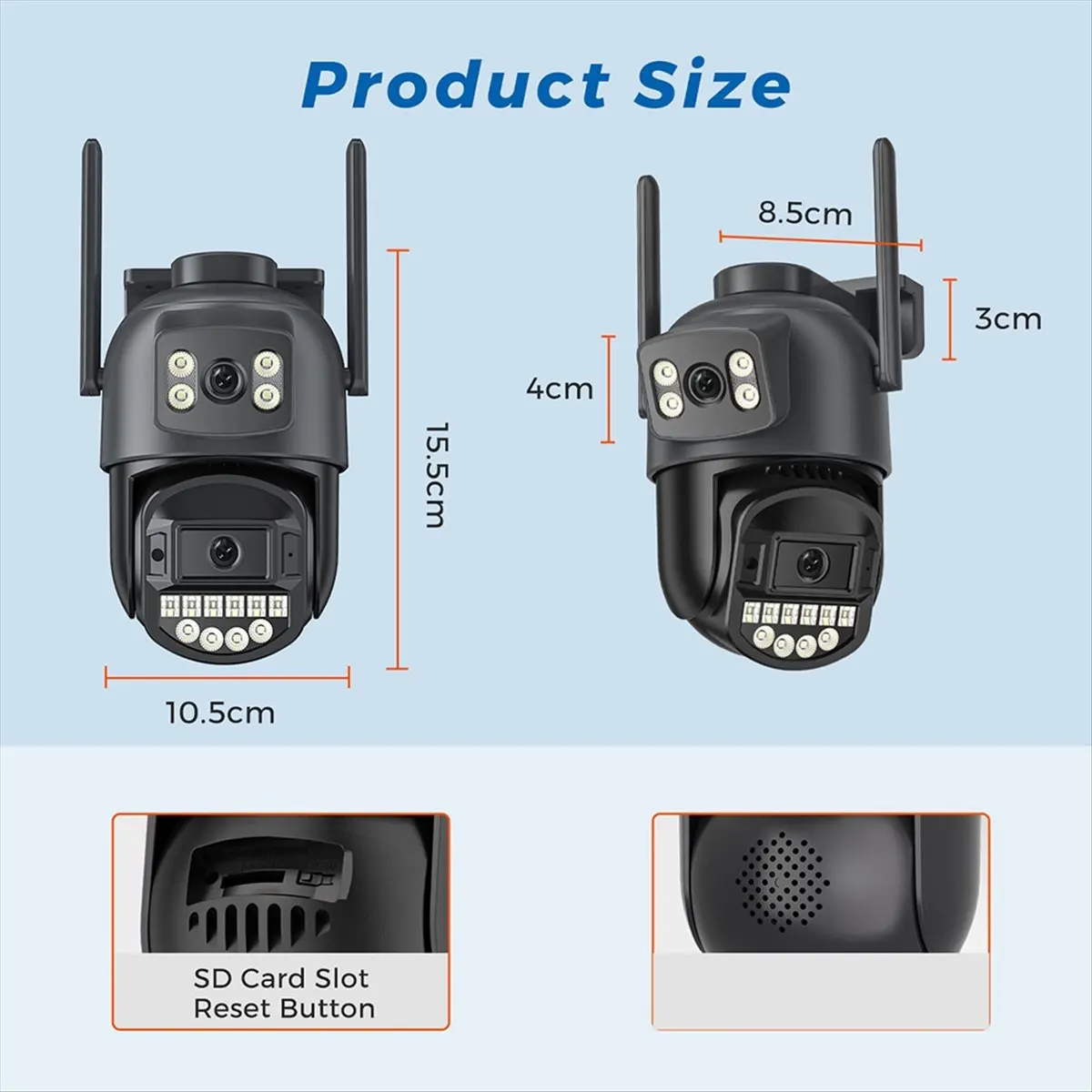8MP Outdoors Wifi Camera HD Dual Lens Security 5G PTZ IP Camera Digital Zoom Lens Human AI Auto Detect Camera EU Plug