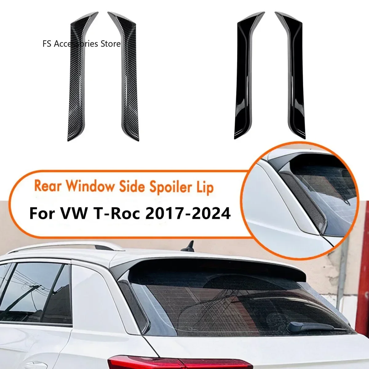 2x Rear Trunk Window Spoiler Lip For VW T-ROC SUV A11 MK1 R R-Line 2017-2023 Rear Roof Wing Side Edge Tail Flap Side Spoilers