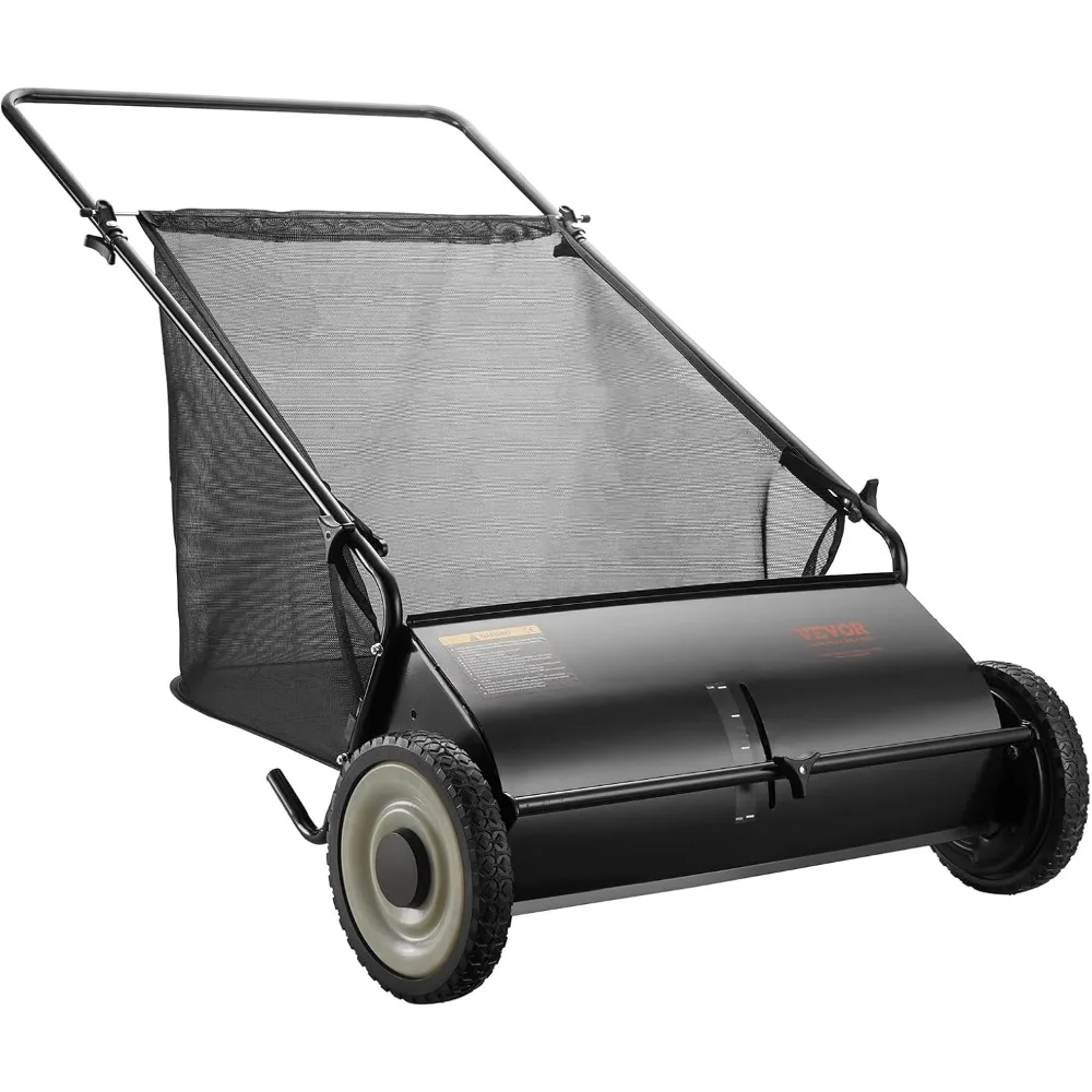 Push Lawn Sweeper, 26 Inch Leaf & Grass Collector, Strong Rubber Wheels & Heavy Duty Thickened Steel Durable to Use