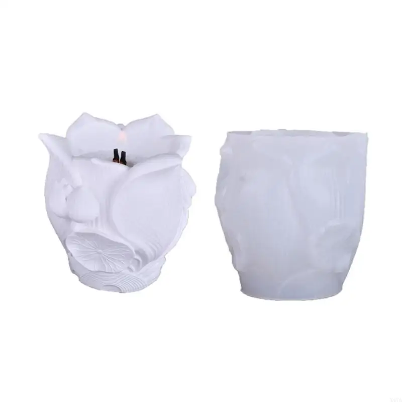 

X4YA Easy Release Silicone Lotuses Mold For Creating Unique Cement Planters And Gifts Jewelry Organiser Mold