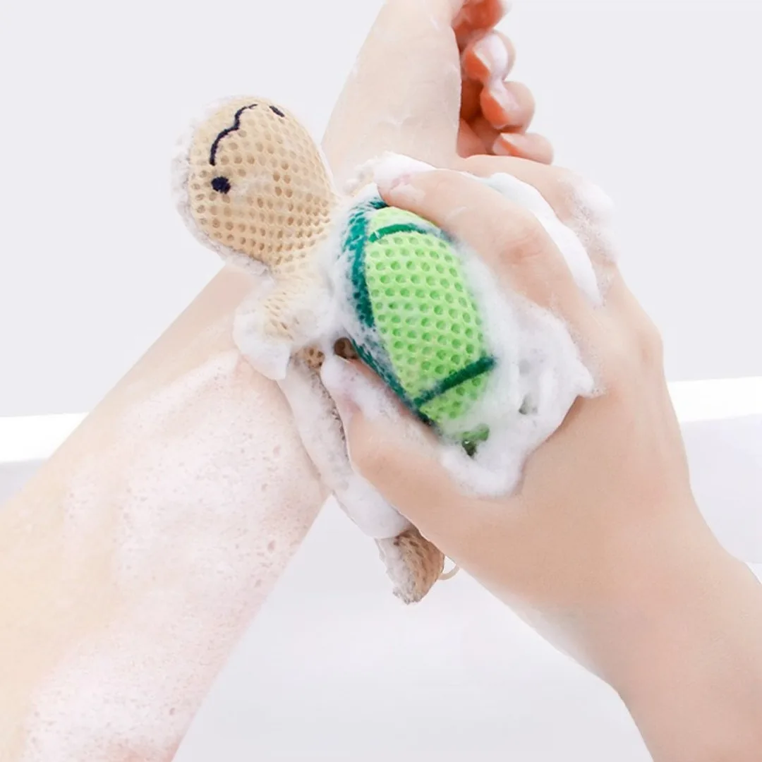 2pcs Double-sided Turtle Bath Sponge Ball Reusable Exfoliating Body Scrubber Portable Shower Deep Cleansing Bathing Tool