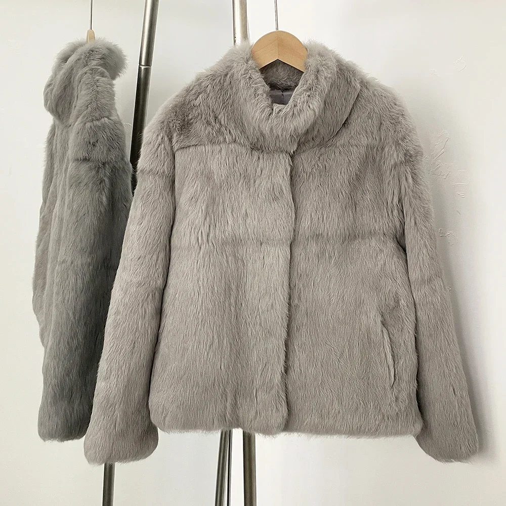 2025 New Autumn Winter Women Natural Rabbit Fur Coat Winter Real Fur Jacket Bolero Women's Clothing Female Outerwears with Cold