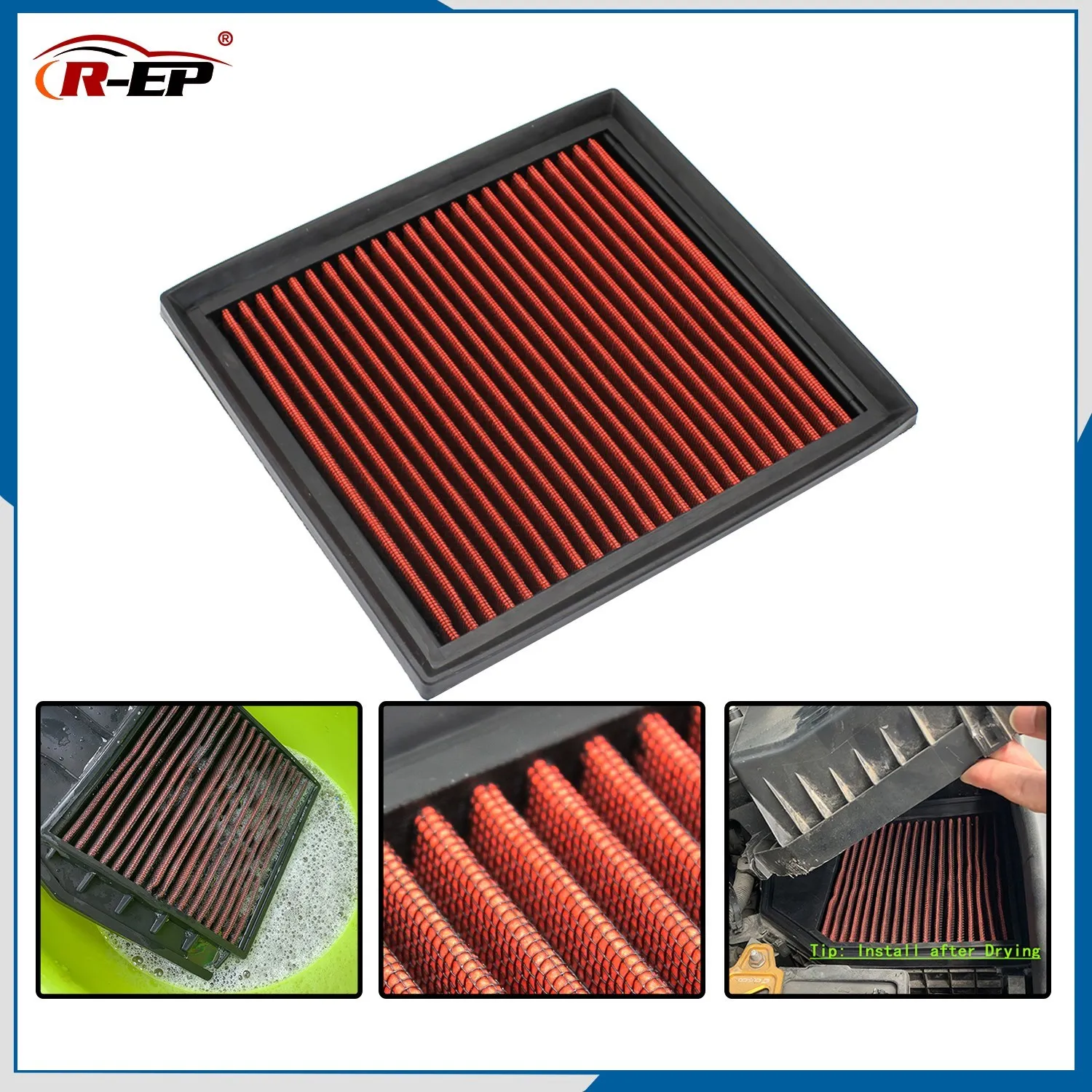 R-EP Air Filter Replacement High Flow Sports Fit for Toyota Lexus Mitsubishi Performance Car Parts Intake Filters Washable