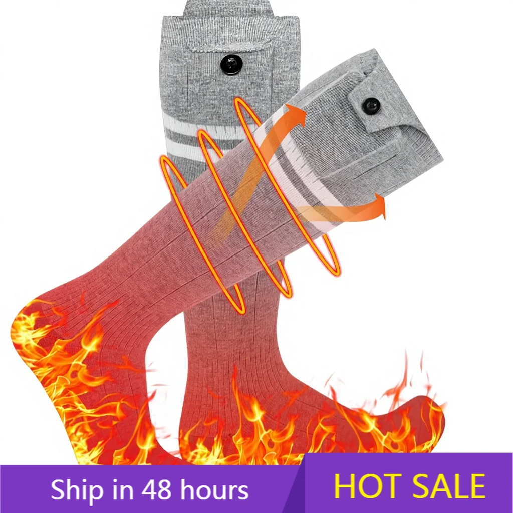 

POWER LEAP Cross-border APP Striped Knitted Modal Electric Heating Socks Winter Skiing Outdoor Full Foot With USB Power