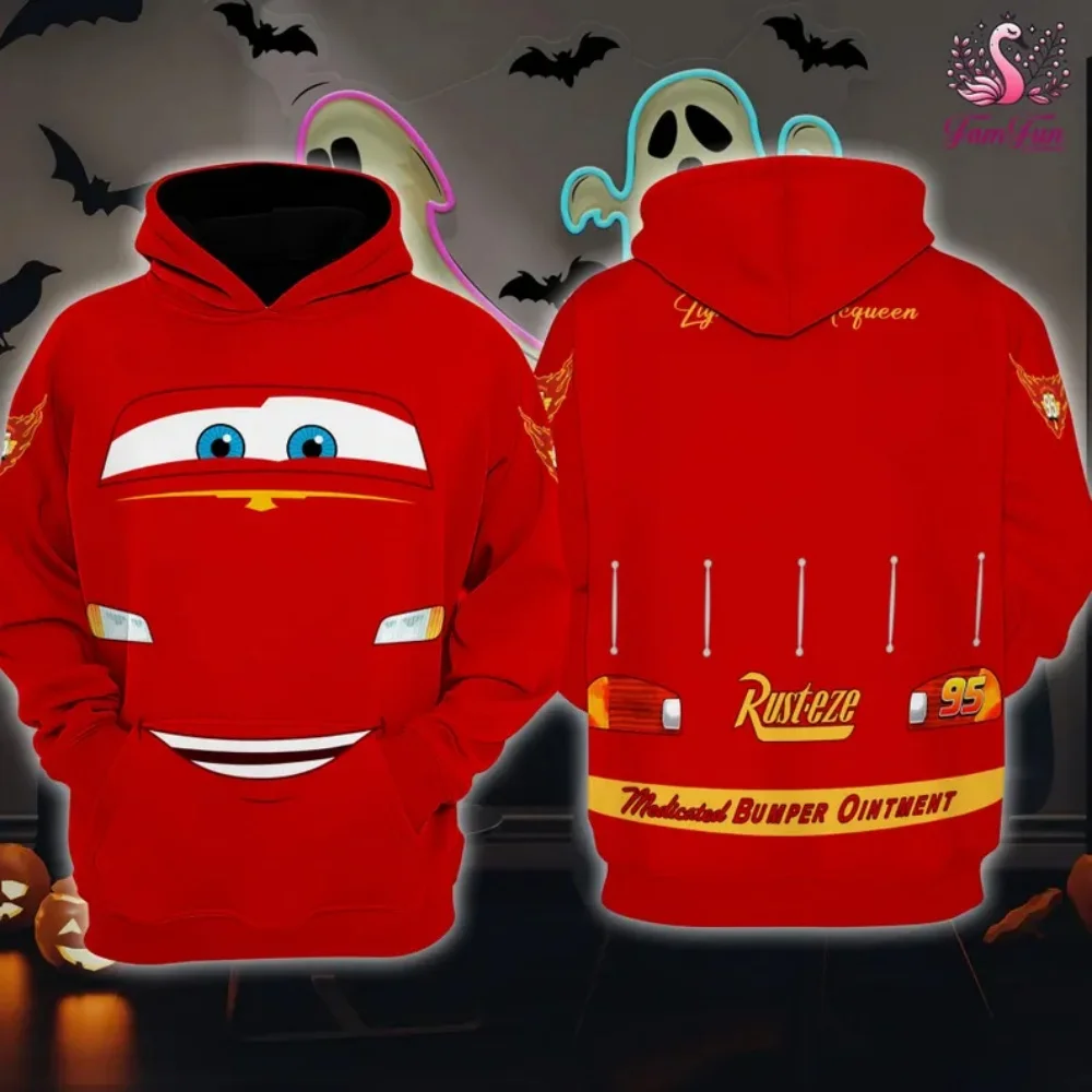 Lightning Mcqueen 3D Full Over Print Hoodie, Cosplay Costume, Lightning Mcqueen Sweatshirt, Halloween Gifts, Birthday Gifts