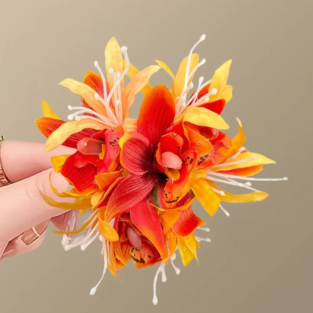 Vintage Flower Hair Clip Elegant Side Clip Floral Hair Accessory Sweet Fabric Flower Hawaiian Duckbill Clip Tropical Beach Party