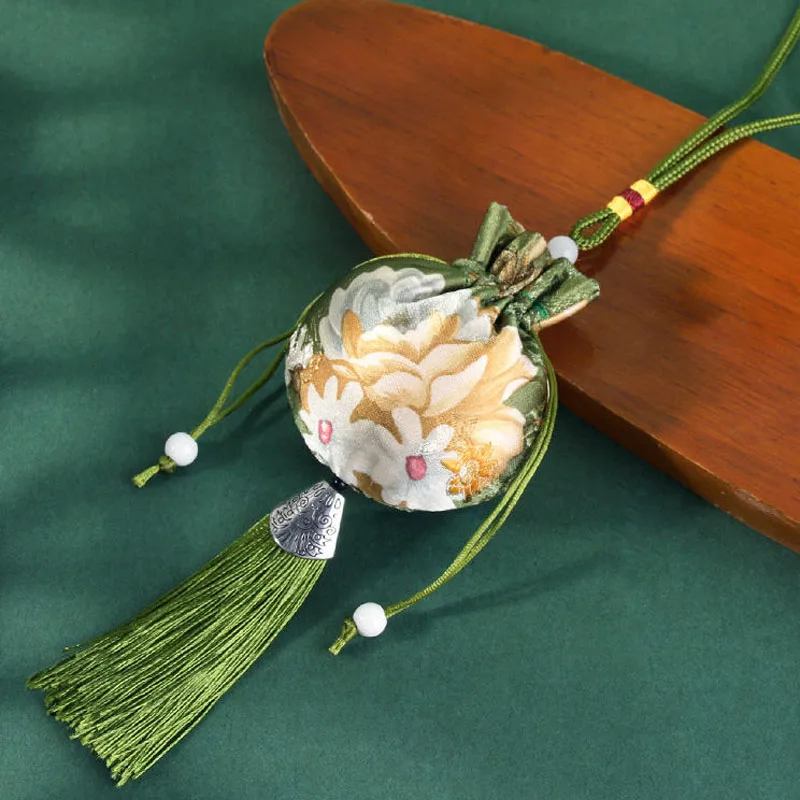 20pcs/Lot Chinese Sachet Peony Flower Hanging Bag Embroidery Drawstring Bags Gift Jewelry Package Storage Pocket Reusable Pouch