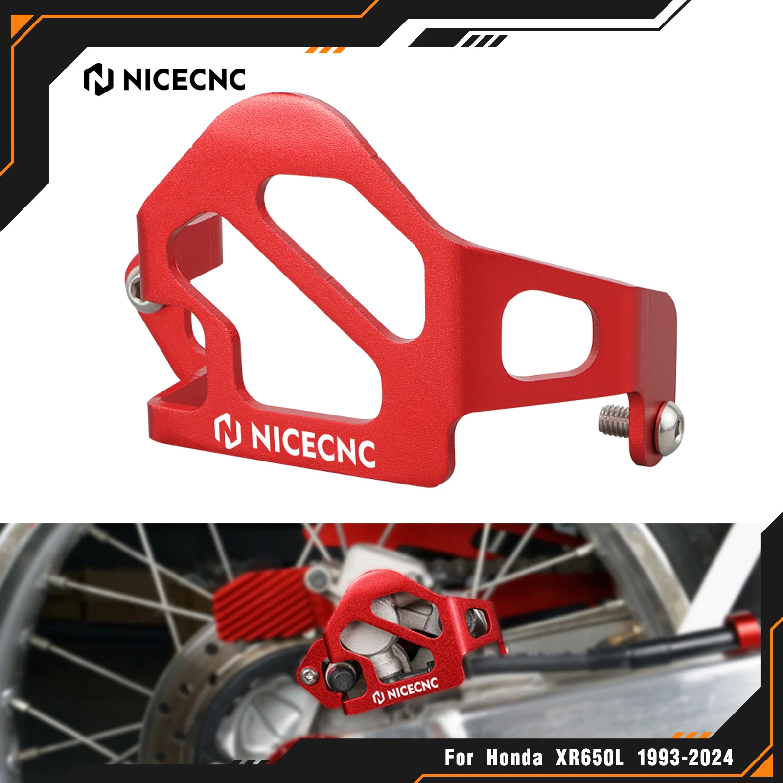 

NICECNC Motorcycle For Honda XR650L XR 650L 650 L 1993-2024 2023 2022 2021 2020 Rear Caliper Guard Billet Aluminum Laser Cutting