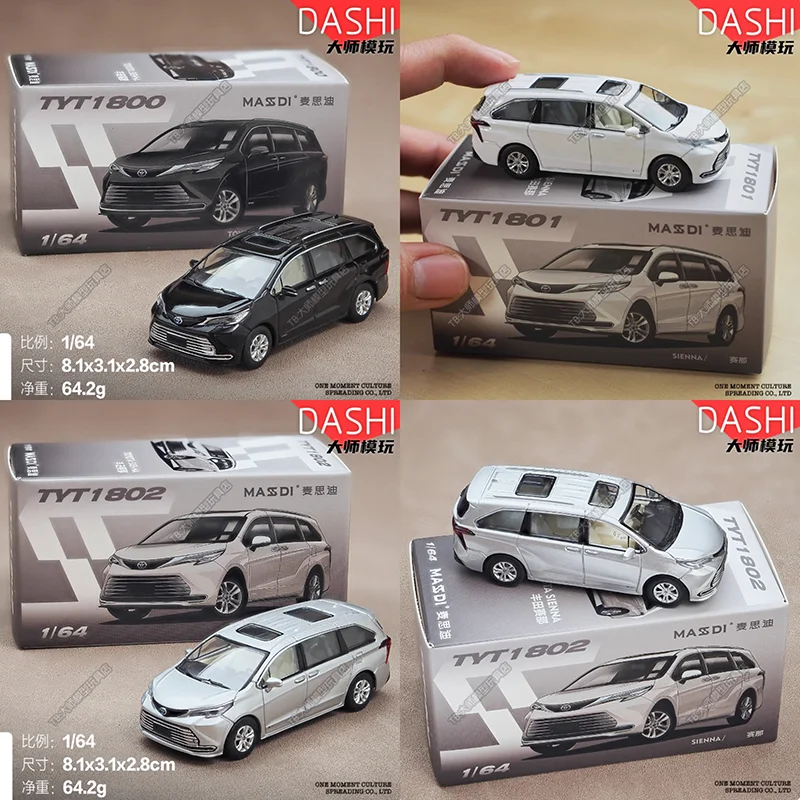MASSDI Diecast 1:64 Scale Sienna MPV Nanny Car Alloy Simulation Vehicle Model Adult Kids Collection Decoration Gift Display
