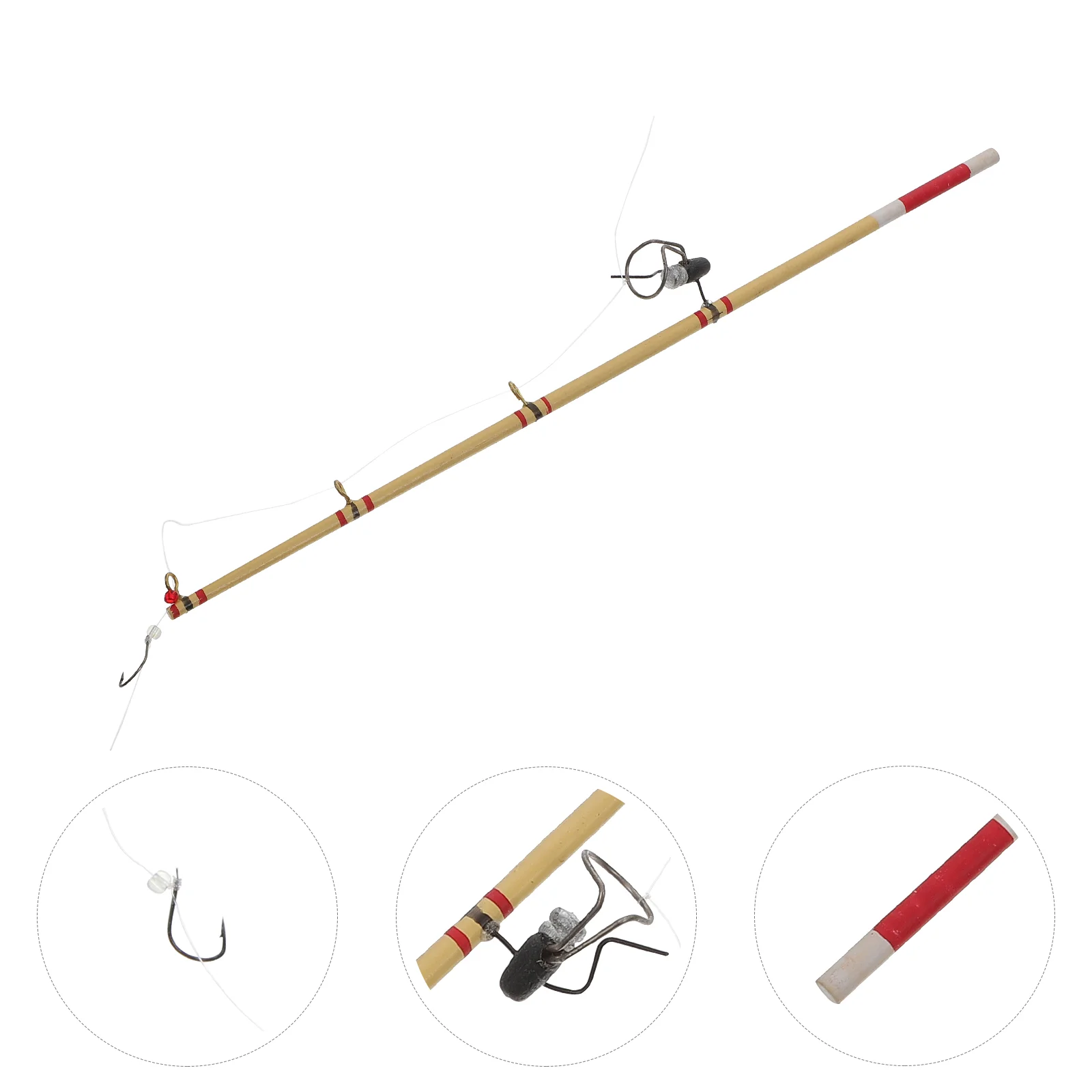 

Mini Fishing Rod Miniature Models Photo Props Ornaments for Kids Small Wood House Adornment Child Toys