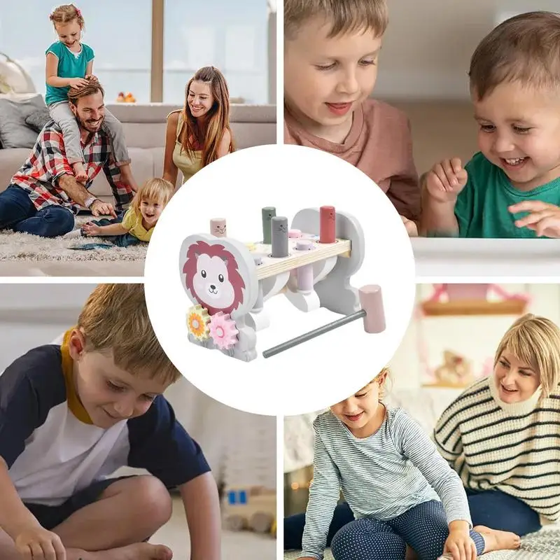 Jouet en bois Whack A Moles Fidget, jouet de martelage et de martelage de dessin animé, centre de cube d'activité mentaires oriel d'apprentissage