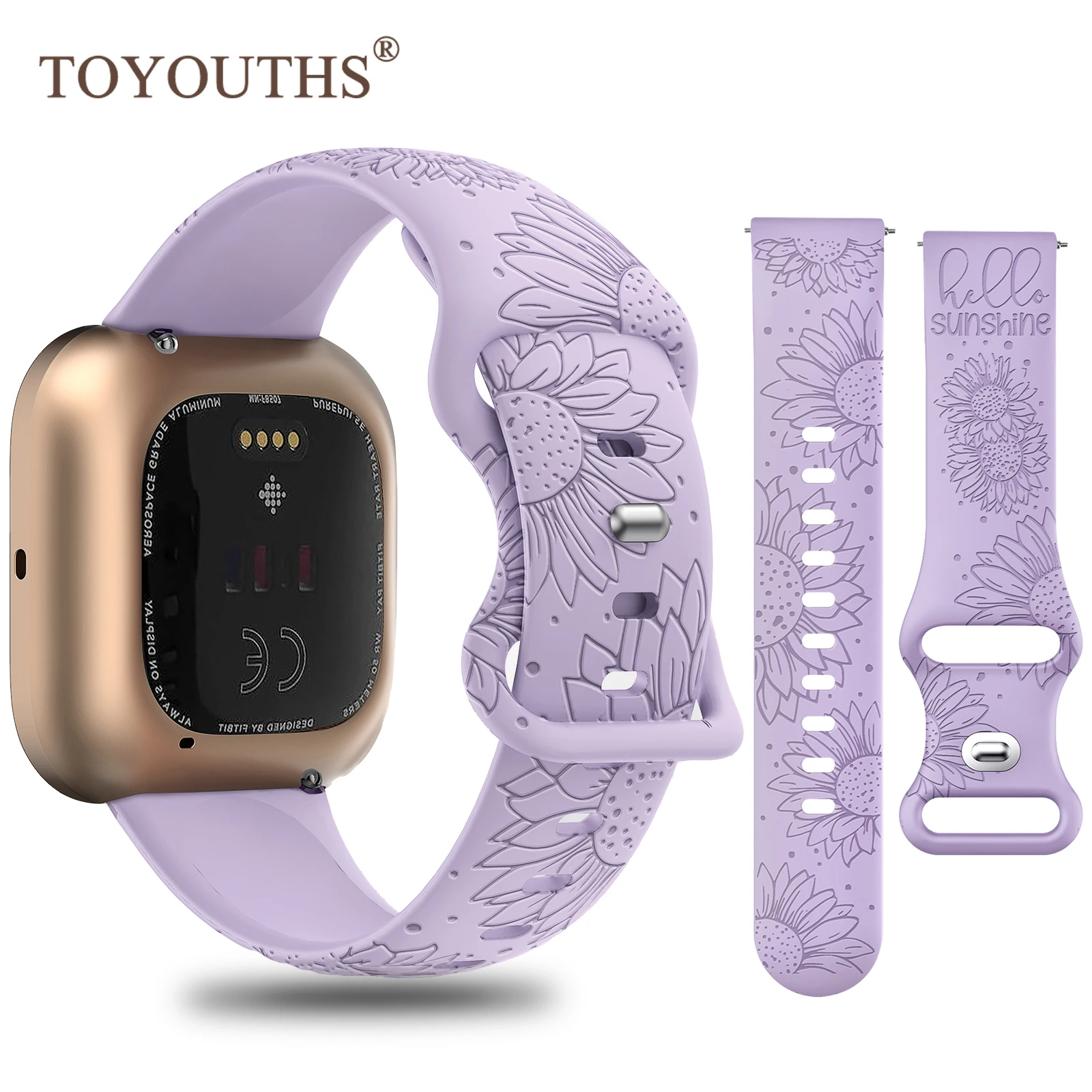 

TOYOUTHS Sunflower Floral Engraved Band For Fitbit Versa 2 Band Silicone sport Strap For Fitbit Versa Smart Watch for women