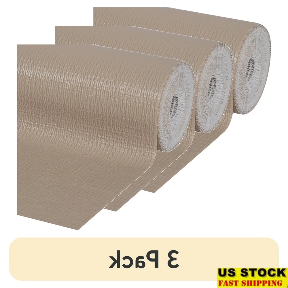 

3 Pack Non-Adhesive Shelf Liner Smooth Top Easy Installation Non-Slip Washable Kitchen Bath Laundry Cabinets 12in x 20ft