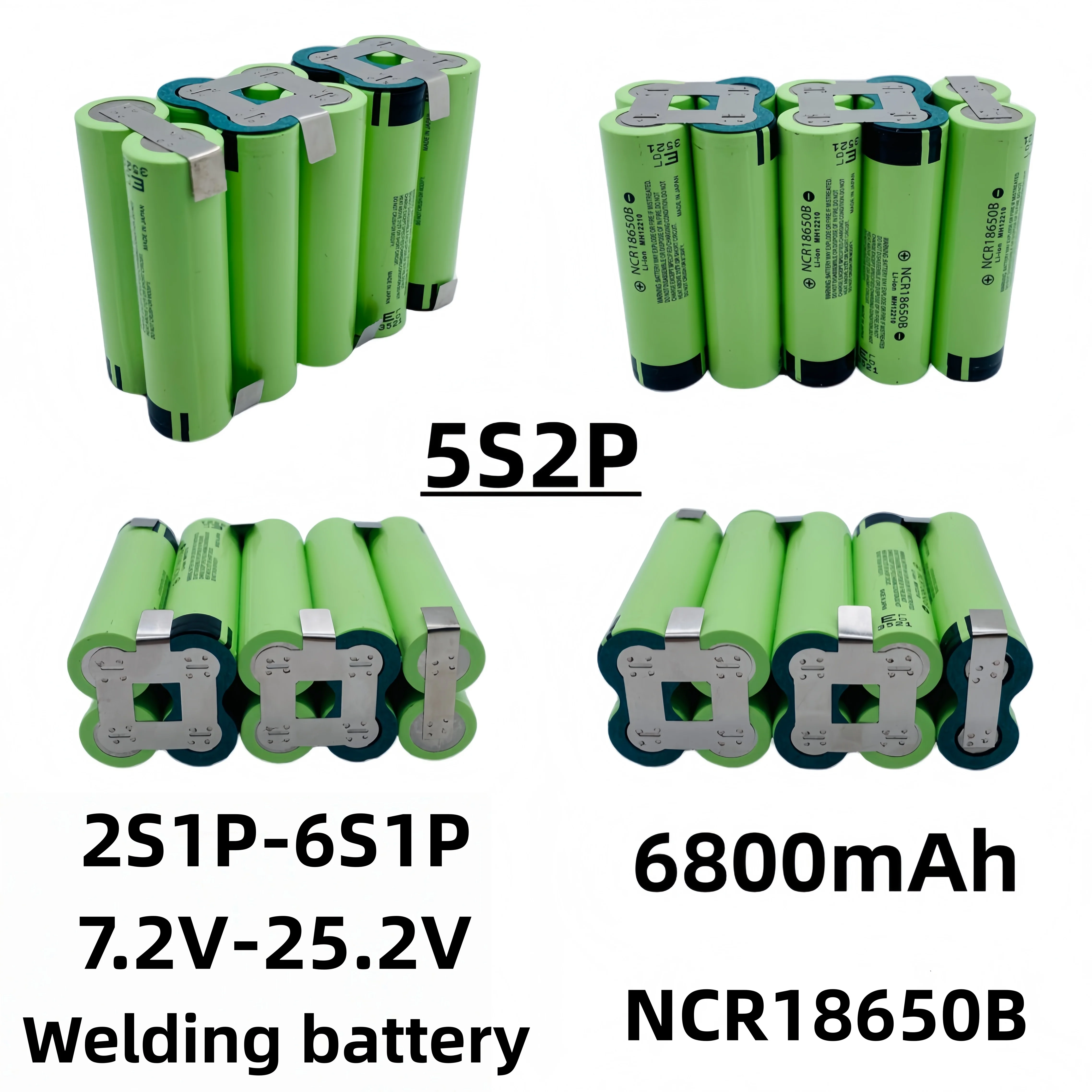 🔥Original NCR18650B 340076800mAh (2S1P-5S2P) battery pack Suitable for screwdrivers, drills, tools, and welding 7.2V-25.2V