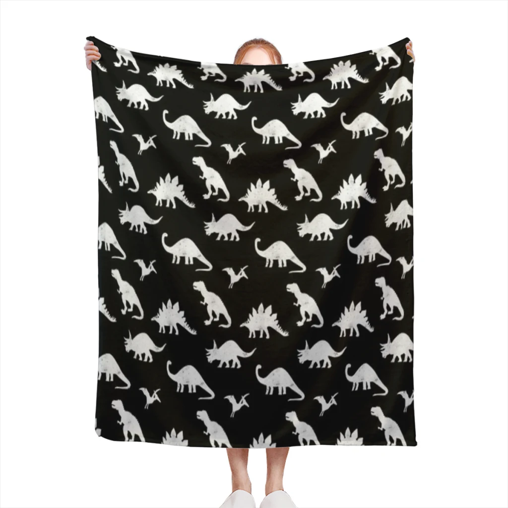 

Dinosaurs on Black Comfortable Flanne Blanket Fluffy Soft Bedroom Decor Sofa Blankets Comforter Home and Decoration