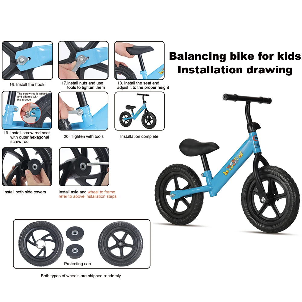 No Pedal Balance Bike for Kids, Toddler Training Bicycle, 12 "Wheel, assento ajustável, presentes para meninos e meninas de 2 a 6 anos